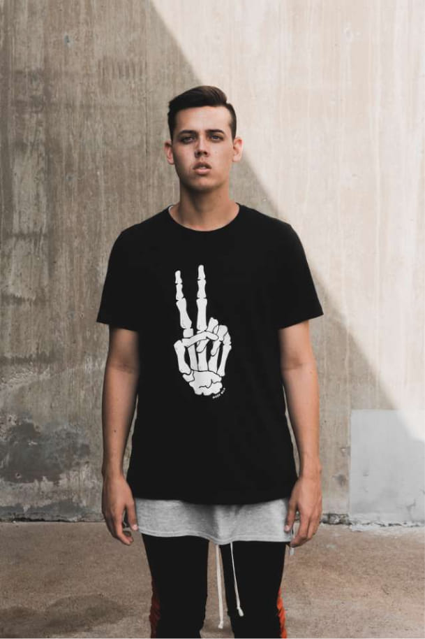 Black White Skeleton Hand Shirt