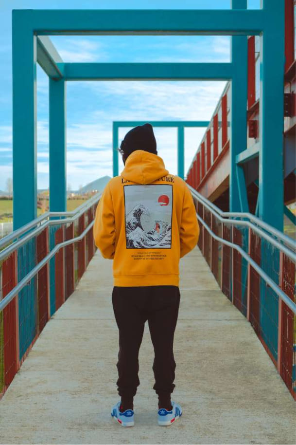 Japanese Art Orange Hoodie