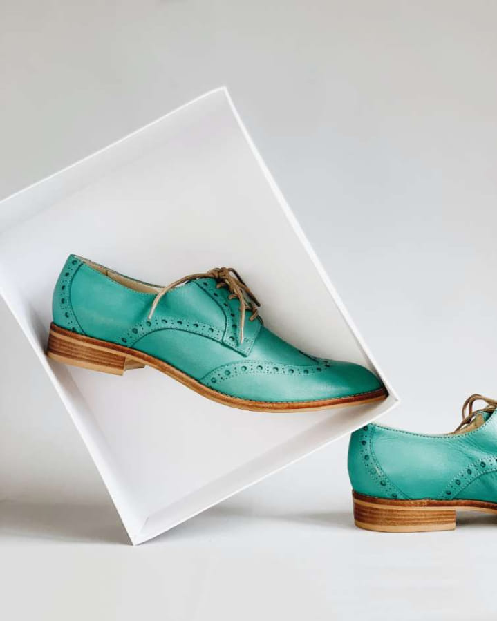 Turquoise Leather Shoes